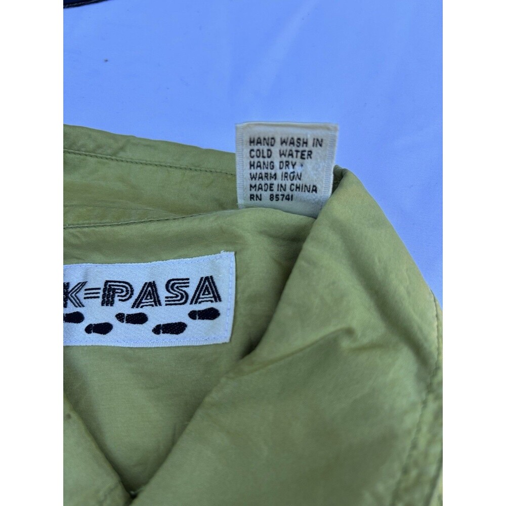 K-PASA 100% Silk Lime Green Short Sleeve Button Shirt Men’s L - Picture 6 of 6